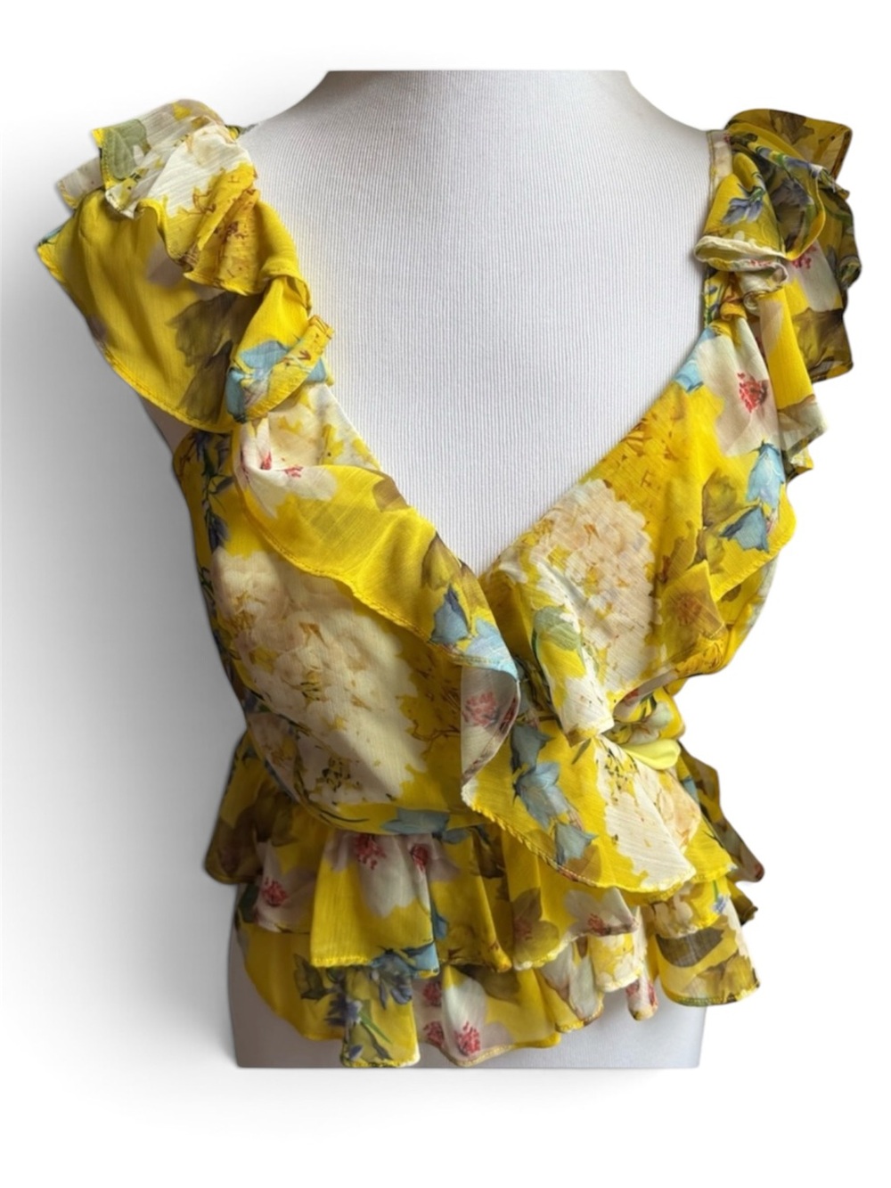 Marissa Webb Vibrant Yellow Floral Blouse